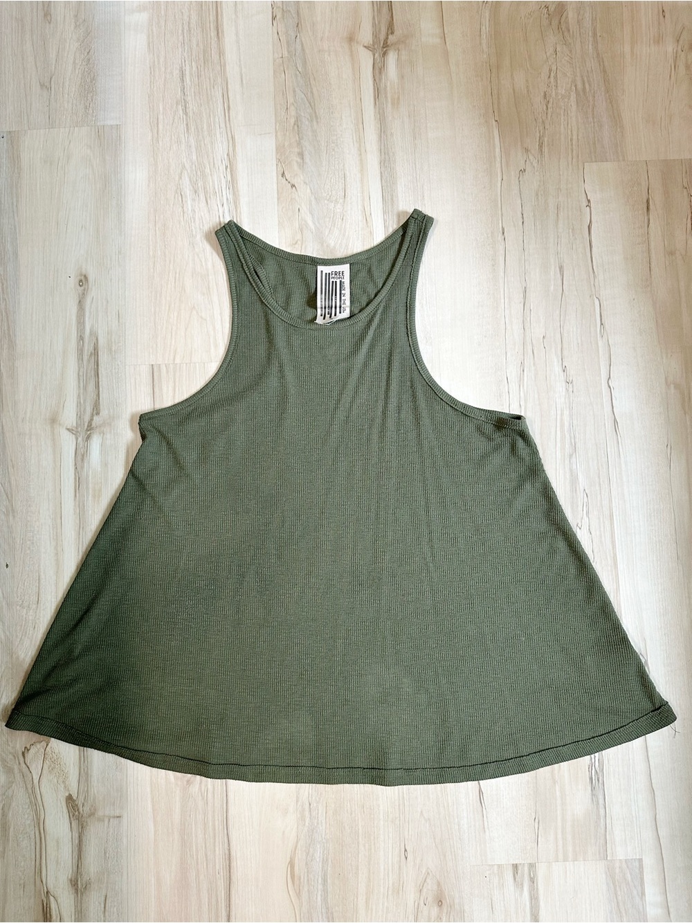Free People Olive A-Line Ribbed Tank